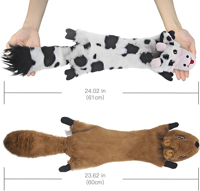 SHARLOVY Dog Squeaky Toys 5 Pack, Pet Toys Crinkle Dog Toy No Stuffing Animals Dog Plush Toy Dog Chew Toy for Large Dogs and Medium Dogs Squeeky Doggie Toys 5 Pack for Large Dogs Multi-Colored - PAWPICO