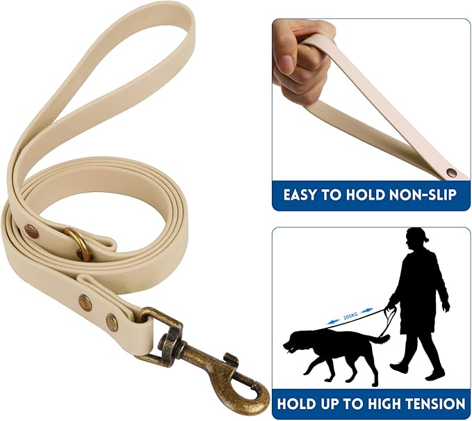 Wisedog Dog Collar and Leash Set Combo: Adjustable Durable Pet Collars with Dog Leashes for Small Medium Large Dogs,includes One Bonus of Poop Bag Holder (L, Sand Color) WisedogPetSupplies