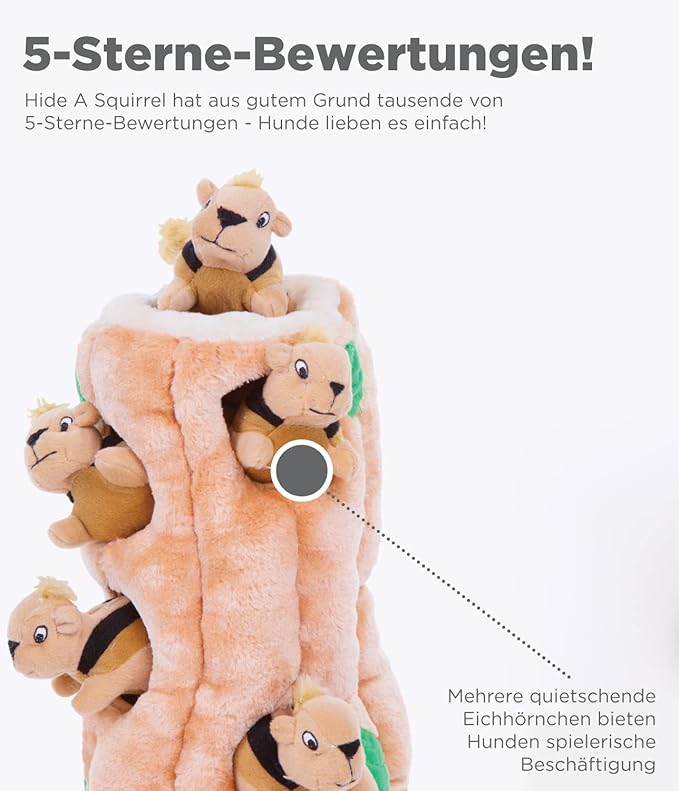 Outward Hound Hide A Squirrel Plush Dog Toy Puzzle, Medium - PAWPICO