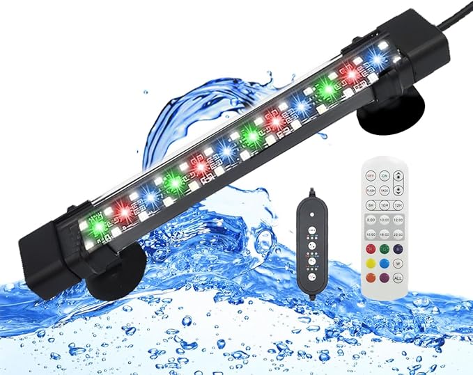 Submersible Aquarium Lights for Fish Tank,24/7 Cycle Fish Tank Light with Timer,Adjustable Brightness,8 Colors,Underwater Full Spectrum LED Aquarium Decor Plant Light,23.6'' for 40gallon Fish REIRQIE