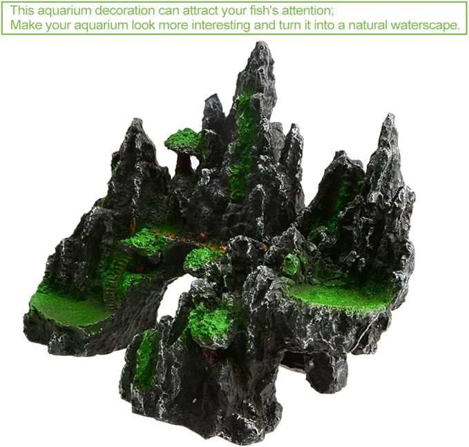 Saim Large Aquarium Mountain View Stone Ornament,Rock Cave Landscape Decorations Artificial Big Mountain Hill View Stone for Aquarium and Reptiles Decorations Mini Garden Decorating Saim