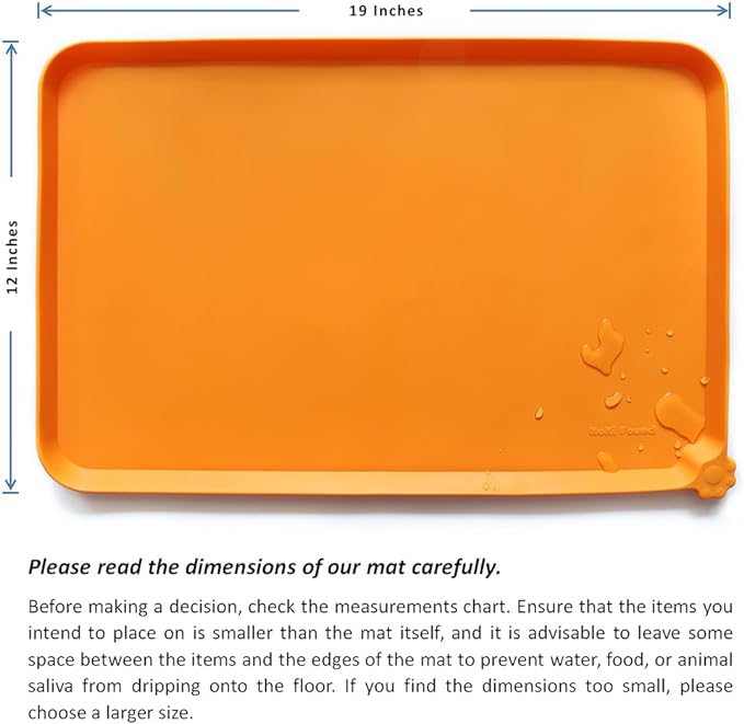 Hoki Found Silicone Pet Food Mats Tray - Non Slip Pet Dog Cat Bowl Mats Placemat - Dog Pet Cat Feeding Mat - Waterproof Dog Cat Food Mats -Pet Water Mats for Carpet -Orange - PAWPICO