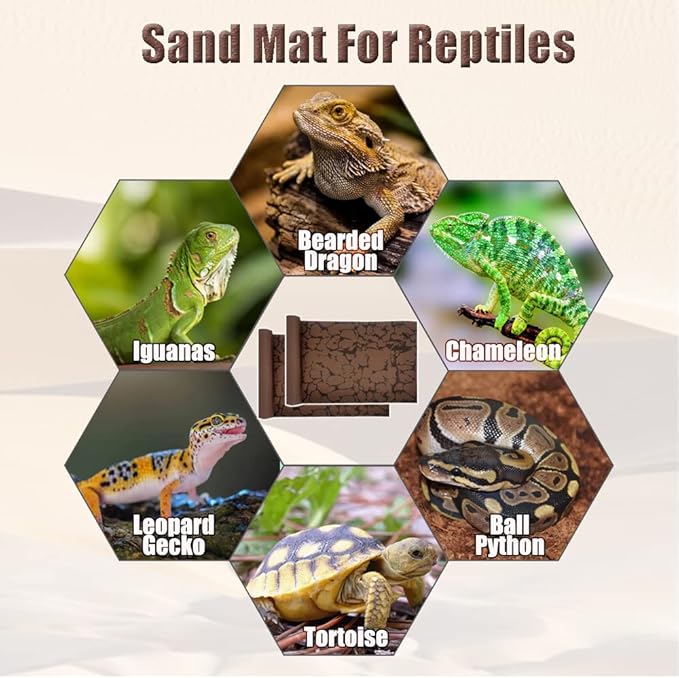 Tfwadmx Reptile Carpet Sand Mat for Bearded Dragon Terrarium Substrate Liner Brown Leopard Gecko Tank Accessories Lizard Bedding Mats for Tortoise Turtle Snake Chameleon with Tweezers 12x20In (2 Pcs) Tfwadmx