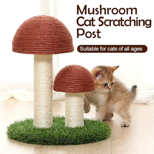 PowerKing Mushroom Cat Scratching Post, 15 x12 Inches Claw Scratching Post for Kitty, Natural Sisal Cat Scratchers Pole, Cat Interactive Toys, Cat Tree Tower (Brown) - PAWPICO