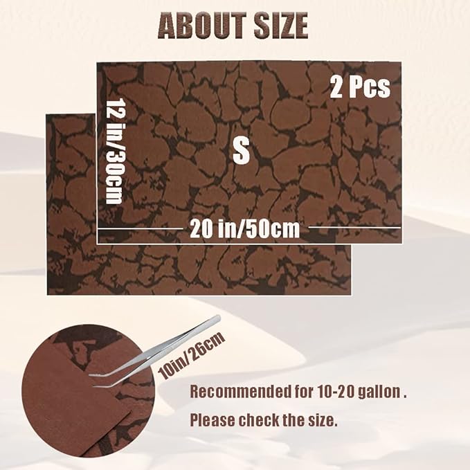 Tfwadmx Reptile Carpet Sand Mat for Bearded Dragon Terrarium Substrate Liner Brown Leopard Gecko Tank Accessories Lizard Bedding Mats for Tortoise Turtle Snake Chameleon with Tweezers 12x20In (2 Pcs) Tfwadmx