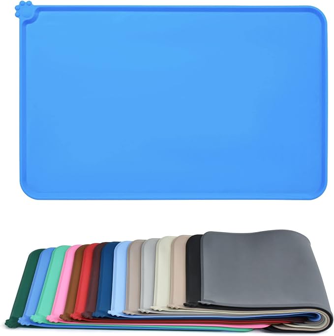 AUDWUD Silicone Waterproof Dog Cat Pet Feeding Mats,Anti Slip Pet Bowl Mats,Pet Feeding Mat, 28" x 18" - PAWPICO