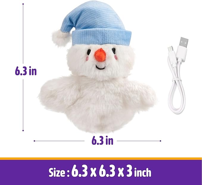 Interactive Christmas Cat Toys, Flapping Snowman Cat Toys, Lifelike Bird Chirp, USB Rechargeable Catnip Toy for Bored Indoor Cats Chase Exercise, 3 Modes - PAWPICO