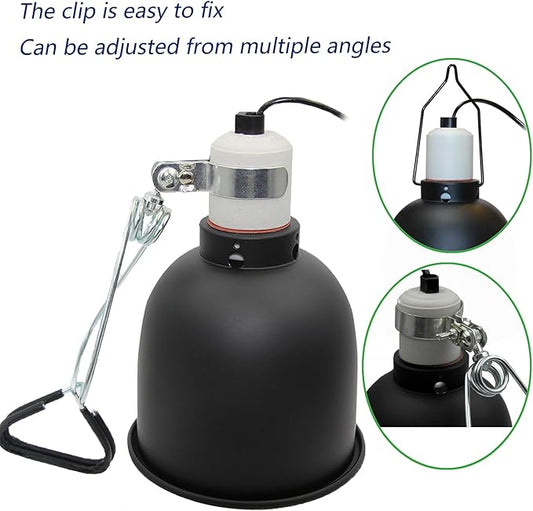 Reptile Heat Lamp, Reptile Light Fixture, 5.5 Inch Deep Dome with Adjustable Clamp PAWPICO
