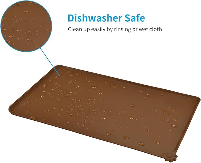 AUDWUD Silicone Waterproof Dog Cat Pet Feeding Mats,Anti Slip Pet Bowl Mats,Pet Feeding Mat, 24" x 16" - PAWPICO