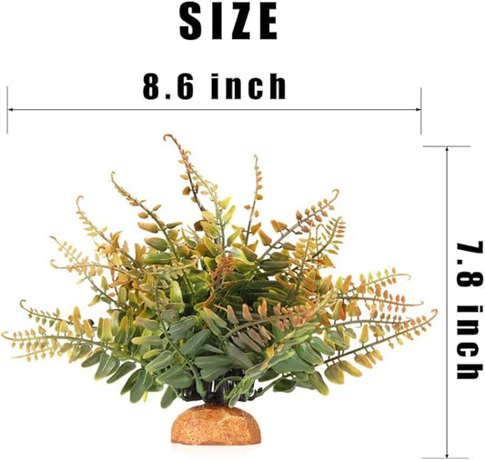Fake Fall Colors Boston Fern, Reptile Plants for Terrarium, Amphibian Tank Accessories Habitat Decor fit Crested Gecko Leopard Lizard Chameleon Ball Python Snake Frog WOLEDOE