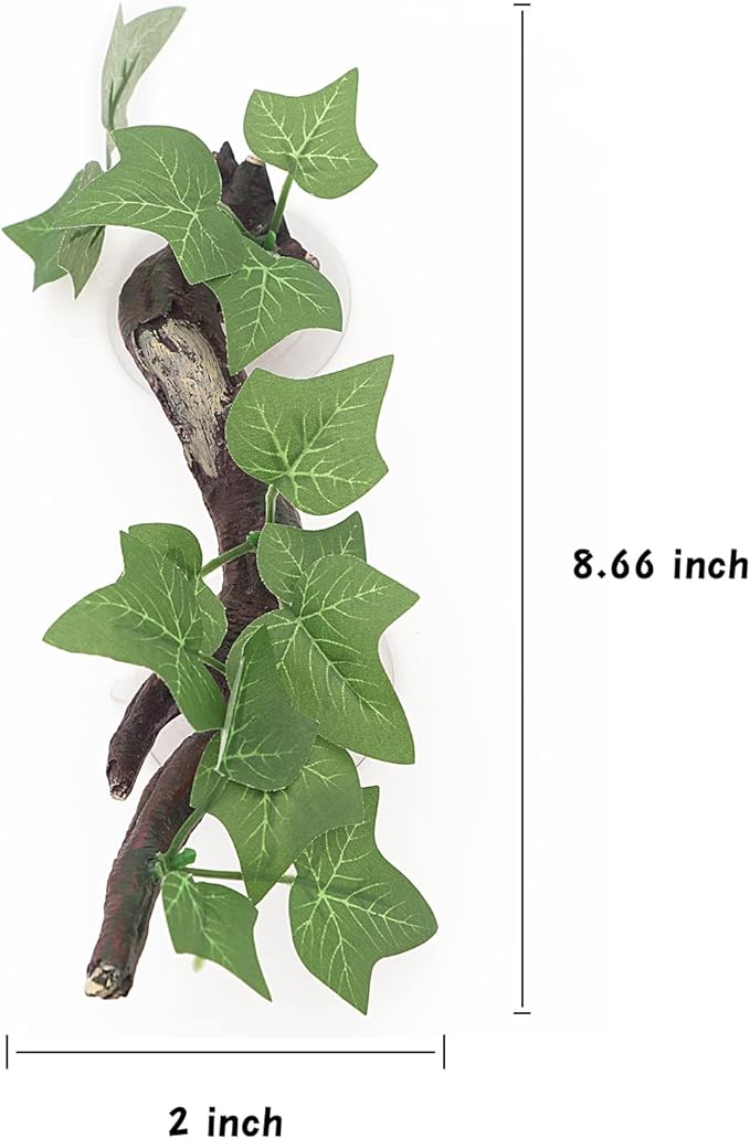 AQUA KT Reptile Corner Branch Terrarium Plant Decoration with Suction Cup for Amphibian Lizard Snake Climbing AQUAKT