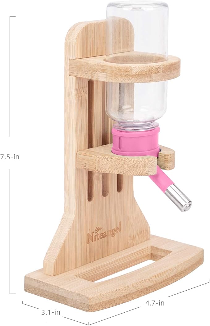 Niteangel Water Bottle with Stand for Syrian Dwarf Hamsters Gerbils Mice Rats Degus Small pet Rodents(Pink) Niteangel