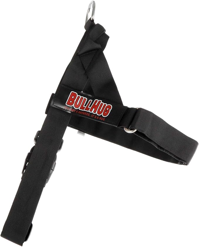 BULLHUG Harness – Made for Larger Chested Dogs Like English Bulldogs, French Bulldogs, Pugs & More. Stops Dogs from Pulling & Choking on Walks (Black, Small) BULLHUG