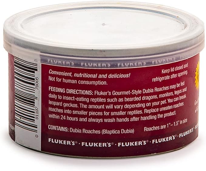 Fluker's Gourmet Canned Food for Reptiles, Fish, Birds and Small Animals, Dubia Roaches, 1.2 oz (Pack of 2) Flukers