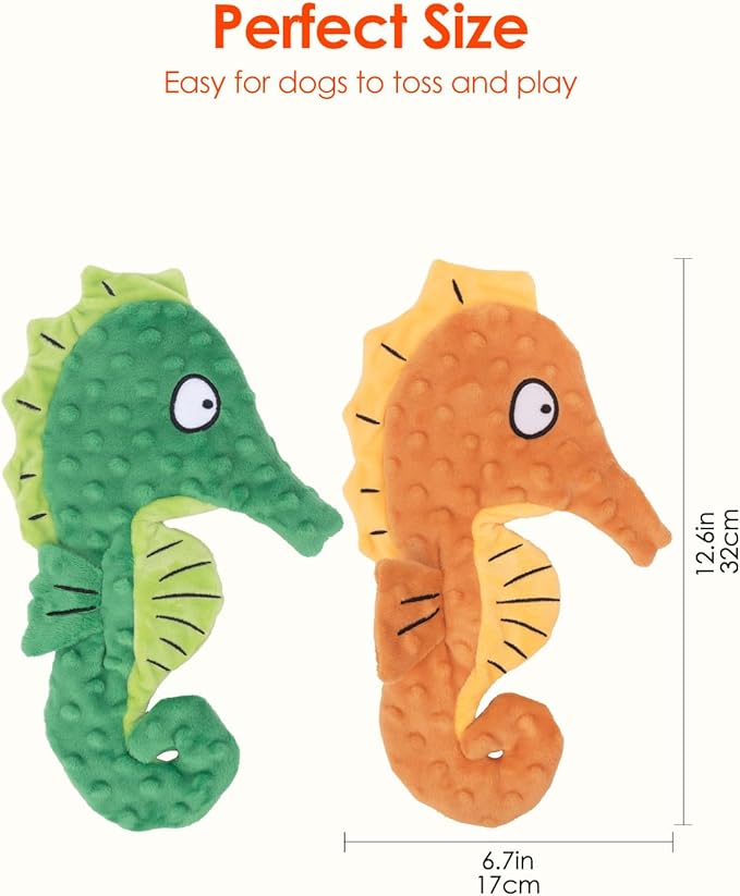 HGB Squeaky Dog Toys, No Stuffing Crinkle Plush Dog Toys for Small Medium Large Breeds, Interactive Dog Chew Toys for Aggressive Chewers, Puppy Teething, Pet Entertaining, 2 Pack - PAWPICO