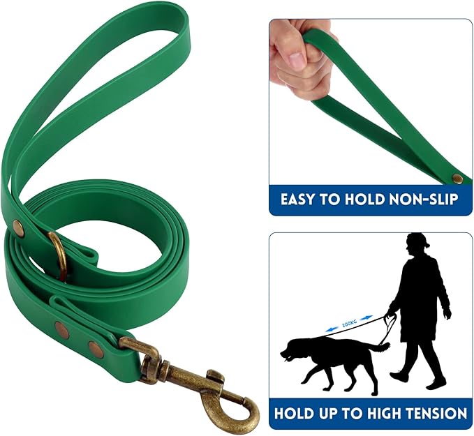 Wisedog Dog Collar and Leash Set Combo: Adjustable Durable Pet Collars with Dog Leashes for Small Medium Large Dogs,includes One Bonus of Poop Bag Holder (M, Deep Green) WisedogPetSupplies