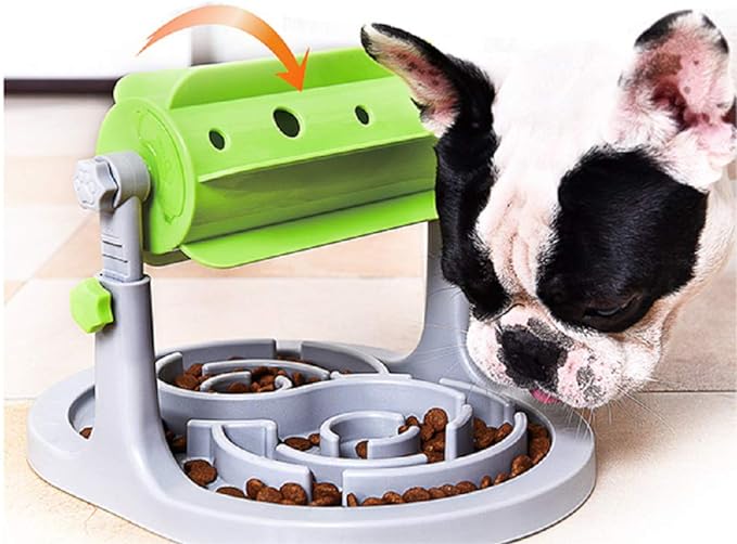 Interactive Dog & Cat Food Puzzle Toy - Treat Boredom Dispensing Slow Feeder - Anxiety IQ Training in Smart Feeding and Adjustable Height for Small/Medium Dogs - PAWPICO