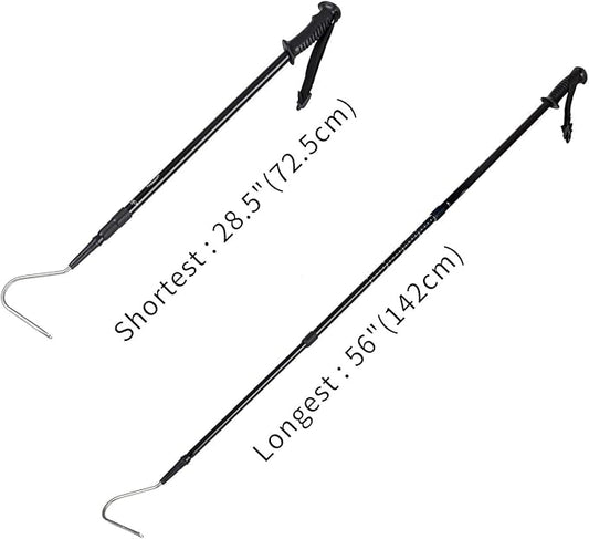 REPTI ZOO 57" Snake Catcher Professional Stainless Steel Retractable Snake Hook Reptile Catcher Stick Rattlesnake Grabber Pick-up Snake Pole Handling Tool (Snake Hook) REPTIZOO