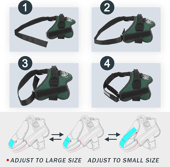 Bolux Dog Harness, No-Pull Reflective Dog Vest, Breathable Adjustable Pet Harness with Handle for Outdoor Walking - No More Pulling, Tugging or Choking (Dark Green, L) Bolux