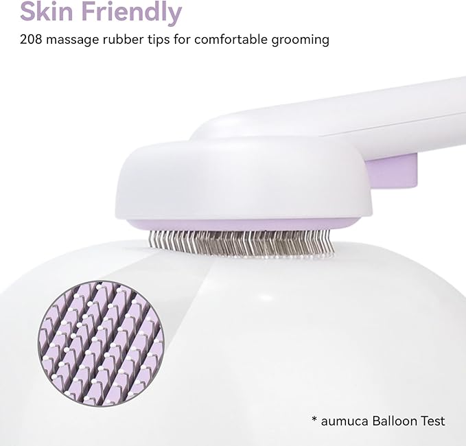 aumuca Cat and Dog Grooming Brush for Shedding, Removes Loose Fur from Long or Short Haired Pets - Ideal for Cats, Kittens, Rabbits, and More - Purple - PAWPICO
