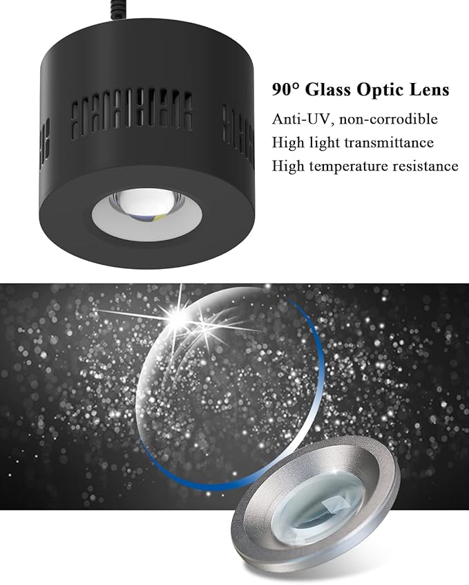 Lominie Aquarium LED Light 10 Gallon Fish Tank Light Timer Clip on Aquarium Lamp Full Spectrum 80W 6500k for Freshwater Refugium Cube Tank with Gooseneck Lominie