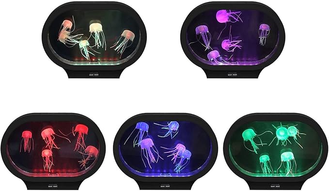 Lightahead Realistic LED Jellyfish Mood Lamp Oval Design with Vibrant Color Changing Light Effects. A Sensory Flourescent Jelly Fish Aquarium Tank Lightahead%C2%AE