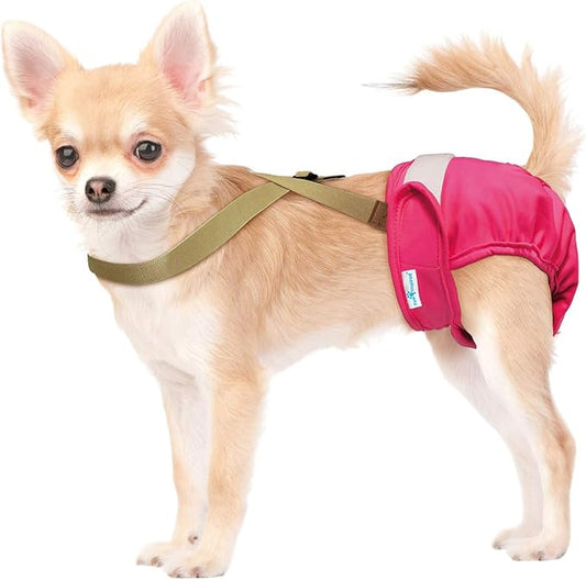 Paw Inspired Dog Diaper Suspenders with Velcro Fasteners | Stretchy Adjustable Suspenders for Female and Male Disposable and Washable Diapers | Fits Small, Medium and Large Size Pets (XS/S, Brown) - PAWPICO