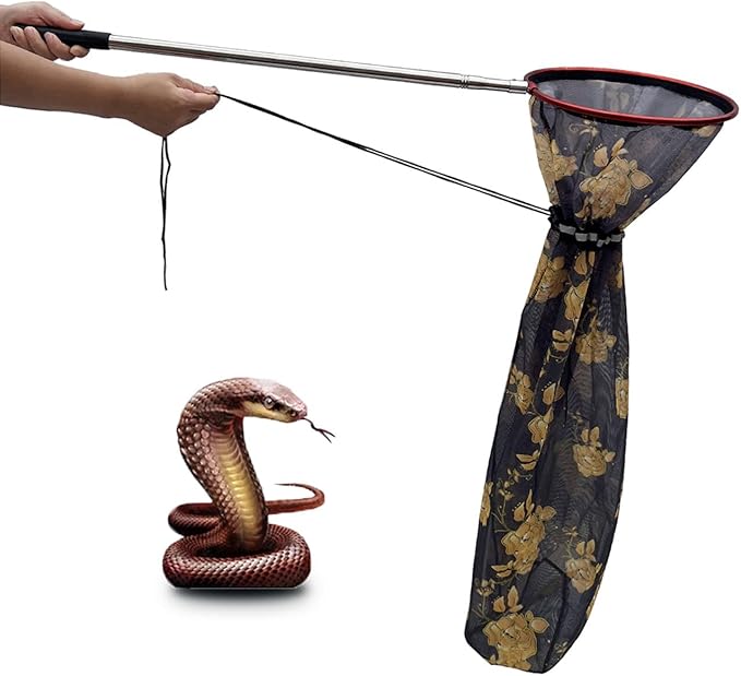 Snake Catcher Net, Rattlesnake Grabber Handling Tool Large Reptile Closure Net, Snake Traps Telescopic Pole Stick, Rattle Snake Moving and Catching Picker with a Handle Extendable from 26'' to 45‘’ SYFRLLC