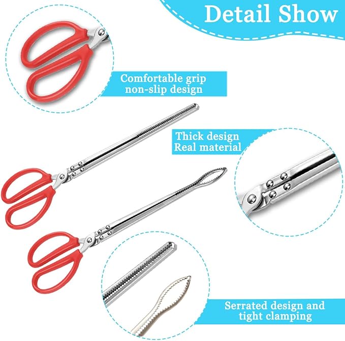 2pcs Snake Feeding Tongs, 15 inch Snake Hook Snake Grabber Tool Snake Stick Reptile Tongs for Bearded Dragon Snake Reptile Gecko Tank Accessories Terrarium Supplies TUICARE