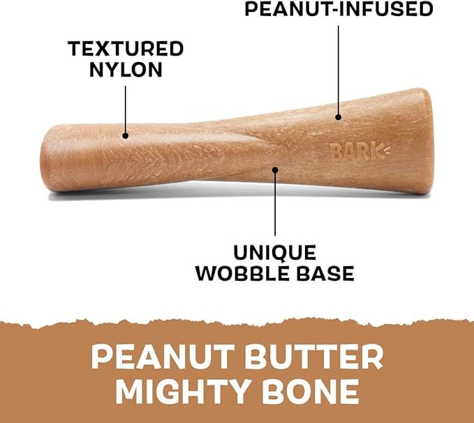 Barkbox Super Chewer Tough Dog Chew Toys for Aggressive Chewers, Dental Stimulating (PB Bone - Small) - PAWPICO