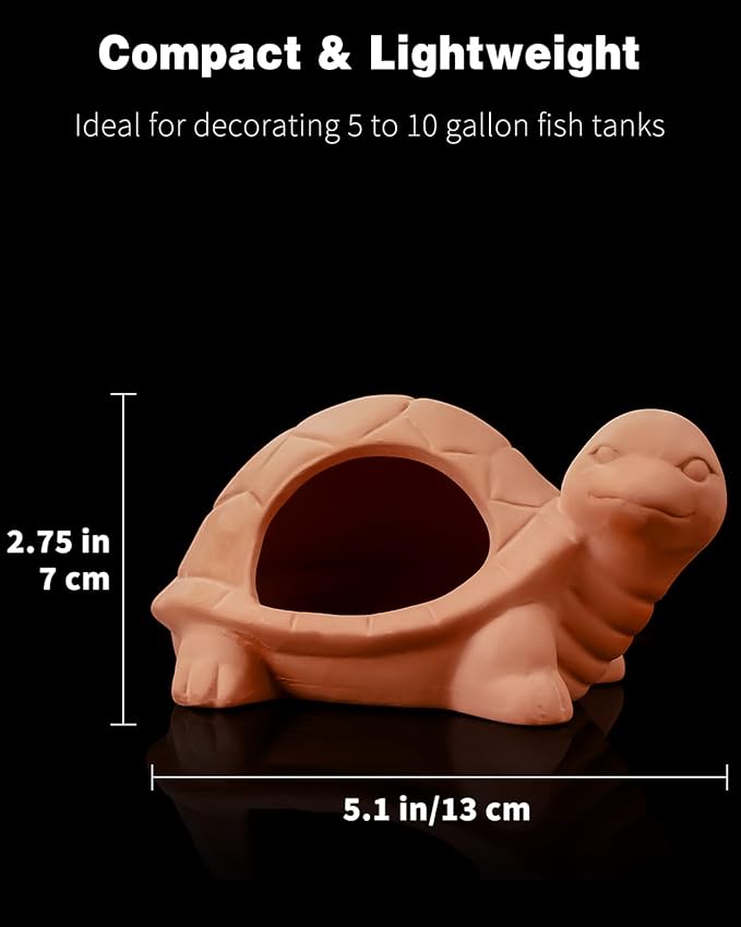 Uniclife Aquarium Turtle Ornament Fish Tank Decoration Ceramic Turtle Animal Hut for Fish Tank Landscape Aquarium Hideout Hideaway Spawning Cave Decor for Shrimp Betta Goldfish and Reptiles UnicLife
