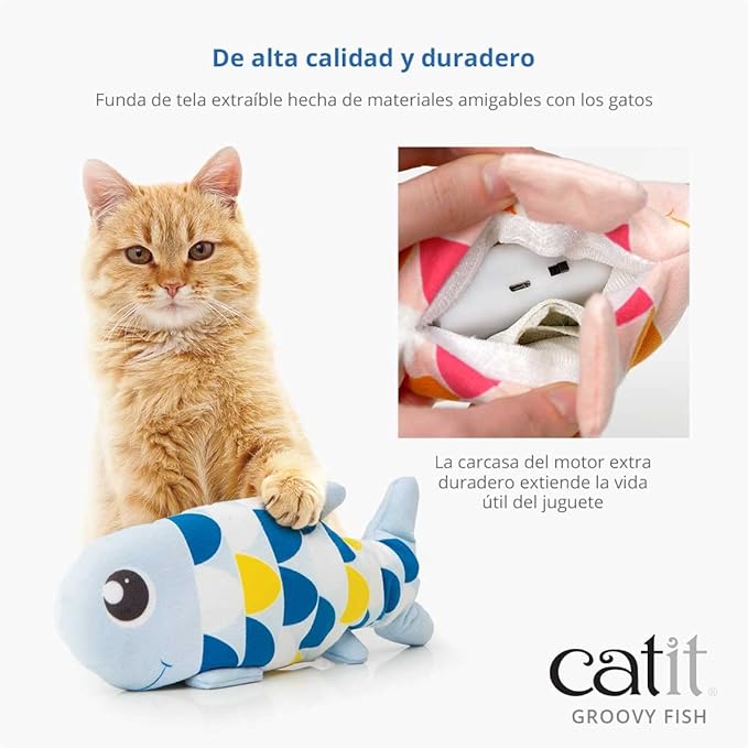 Catit Groovy Fish Interactive Cat Toy with Catnip, Pink (Pack of 4) - PAWPICO