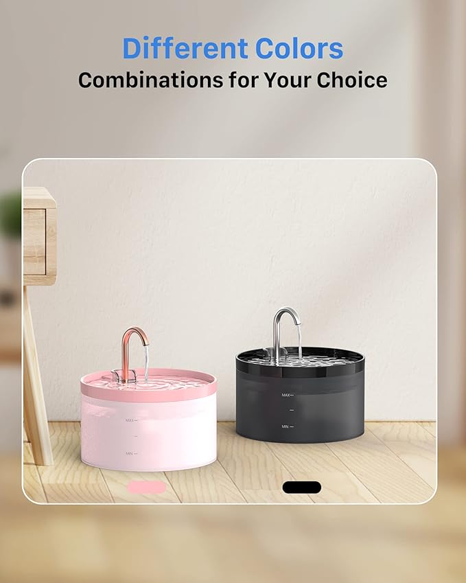 Cat Water Fountain Pink for Drinking: 67oz/2L Cat Fountain - Cute Pet Water Fountain for Cats Inside - Quiet Cat Drinking Fountain - Faucet Pet Fountain - Suitable for Kitty & Kitten - GIOTOHUN - PAWPICO