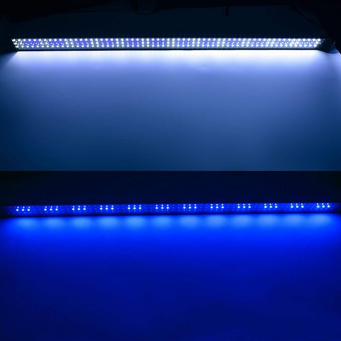 KZKR Aquarium Hood Lighting Fish Tank Light 48-60 inch lamp for Freshwater Saltwater Marine Blue and White Decorations Light 120-150 cm KZKR