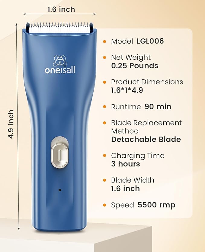 oneisall Pet Clipper for Cat Matted Hair, Pet Shaver for Cats Quiet Pet Hair Clippers Cordless Cat Clippers for Matted Hair Cat Clippers for Long Hair - PAWPICO