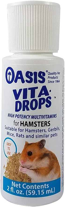 Oasis Hamster Vita-Drops All-in-1 Multivitamins - Daily Vitamin Supplement Supports Healthy Bones & Teeth, Joints & Digestion, Promotes Healthy Skin Coat, Orange Flavor, 2-Ounces Kordon