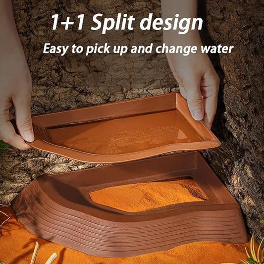 3PCS Tortoise Food Water Bowls with Ramp Leaf Tortoise Food Dish Reptile Food Water Bowls Reptile Bathing Pool Aquarium Ornament for Gecko, Snake, Turtle, Bearded Dragon, Lizard Small DUOYUZHIYU