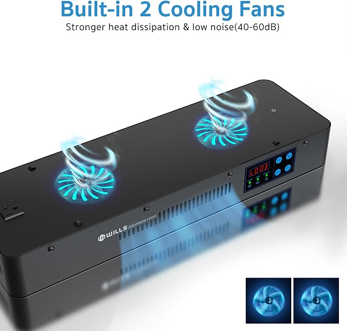 WILLS Aquarium Light, Remote Dimmable Full Spectrum Fish Tank Light with 3 Dimming Modes, 55 Premium SMD Chips, LED Touch Screen & Timer for Saltwater Freshwater Coral Reef Plant (23.6"*9.6"*5.1") WILLS