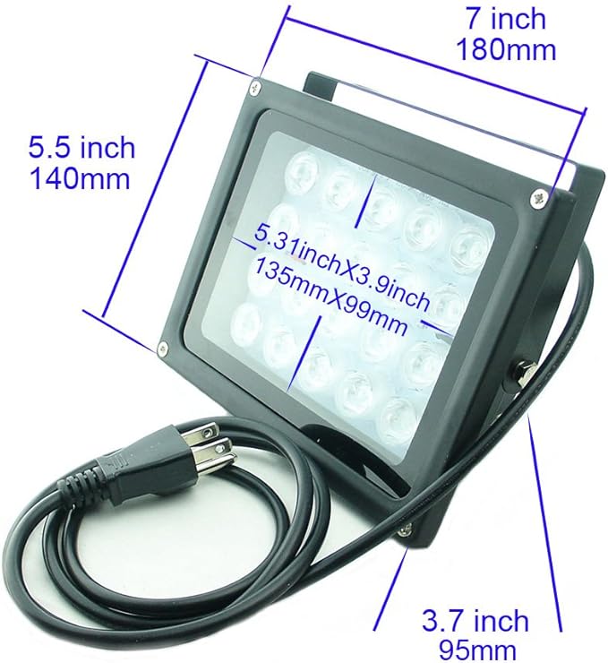 110V 20W UV Ultra Violet High Power LED Light for Curing Glue Blacklight Fishing Aquarium with US Plug QUANS