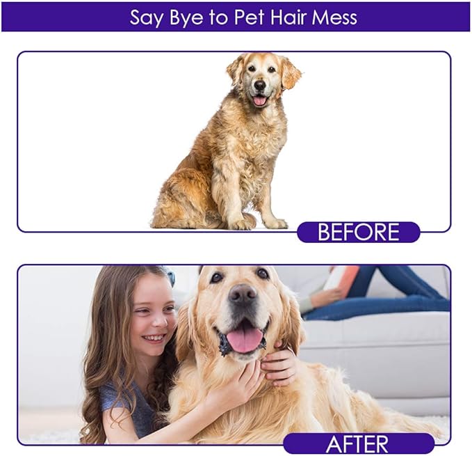 Upgrade Version Pet Grooming Glove - Gentle Deshedding Brush Glove - Efficient Pet Hair Remover Mitt - Enhanced Five Finger Design - Perfect for Dog & Cat with Long & Short Fur - 1 Pair (Purple) - PAWPICO