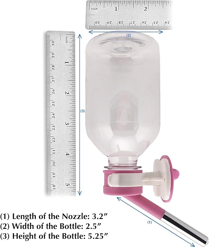 Choco Nose Patented No-Drip Water Bottle/Feeder for Guinea Pigs/Hamsters/Bunnies/Ferrets/Other Small Pets, Critters and Animals -for Cages, Crates or Wall Mount. 10.2 oz. Nozzle 10mm, Pink (C128) ChocoNosePetSupplyWeLovePetsLikeYouDo
