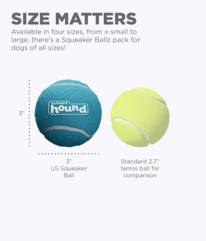 Outward Hound Squeaker Ballz Fetch Dog Toy, Large, 4-Pack for All Breed Sizes - PAWPICO
