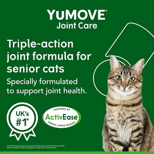 Cat Joint Supplement with Glucosamine,Chondroitin, MSM, Omega 3, Hyaluronic Acid, & Green Lipped Mussel - Joint Support Supplement - for Senior Cats 60 Capsules YuMOVE