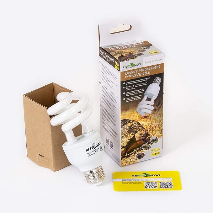 REPTIZOO Energy Saving Lamps UVB Bulb Spiral Compact 15 Watts UVB 10.0 Reptile Light Bulb Fit for Desert Type Reptile/Snake/Lizard/Insect/Leopard Tortoise REPTIZOO