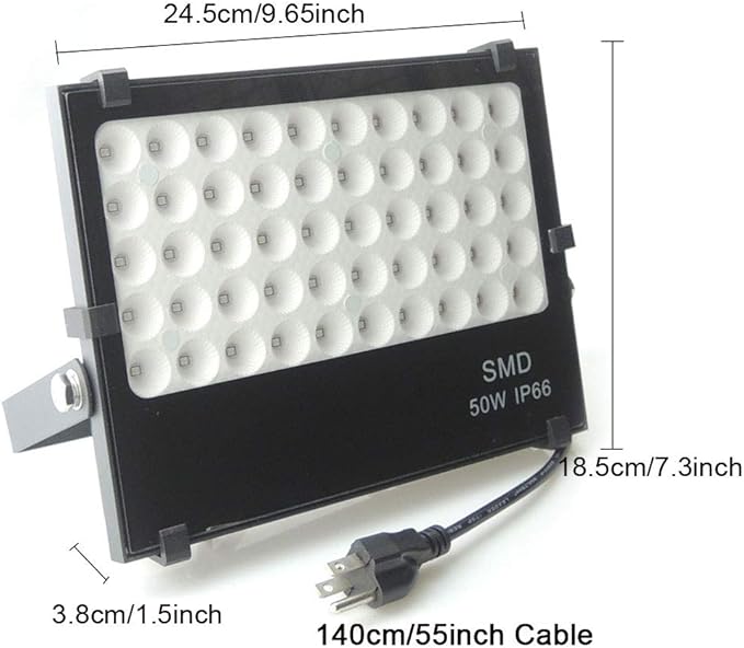 110V 50W Slim Waterproof Ultra Violet UV LED Flood Black Light Blacklight for Party Supplies, Glue Curing, Neon Glow, Glow in The Dark, with US Plug QUANS