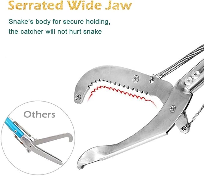 IC ICLOVER Snake Tongs, Upgrade 60 Inch Extra Long Snake Grabber Professional Heavy Duty Reptile Rattle Snake Catcher Wide Jaw Handling Tool with Lock, Non-Slip Grip Handle ICICLOVER