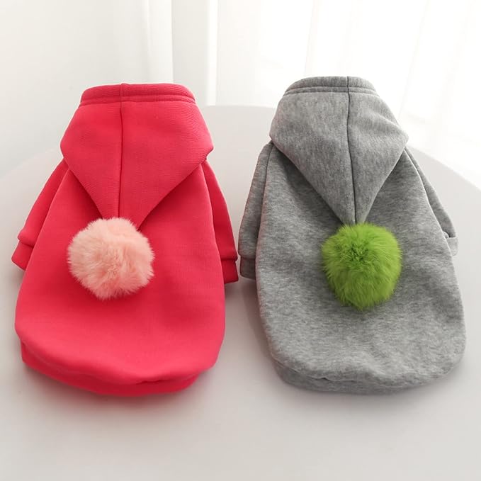 Warm Dog Winter Clothes Cute Fruit Dog Coat Hoodies Fleece Pet Dogs Costume Jacket for French Bulldog Chihuahua Ropa para Perro(1 Rose Red,L) - PAWPICO