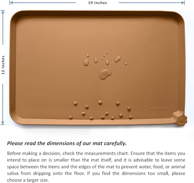 Hoki Found Silicone Pet Food Mats Tray - High-Lips Pet Dog Cat Bowl Mats - Dog Pet Cat Feeding Mat - Waterproof Dog Cat Food Mats -Pet Water Mats for Floors - Butterscotch - PAWPICO