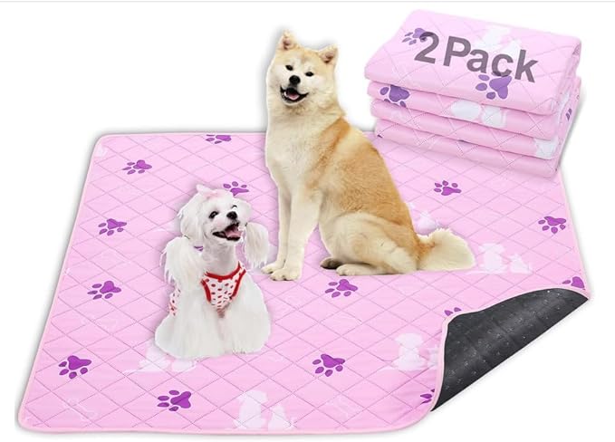 Washable Pee Pads for Dogs 2 Pack Non-Slip Reusable Puppy Pads 24x36 inch Reusable Pet Training Pads Puppy Pads Dog Training Pads with Fast Absorbent ,Waterproof Bed Pads,Dog Crate Pad - PAWPICO