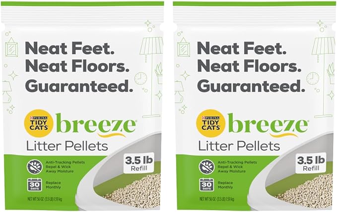 Purina Tidy Cats Litter, Breeze Litter Pellets to be Used with Breeze Litter System, Prevents Dust and Tracking, 3.5 LB Each (Pack of 2) - PAWPICO